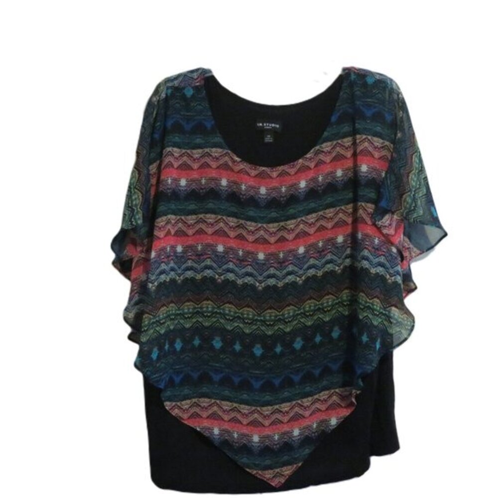 I.N. Studio Multi-Color Flowy Sleeve Blouse Size 2X‎